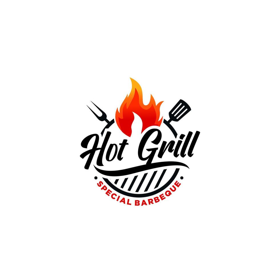 Hot grill logo vector template