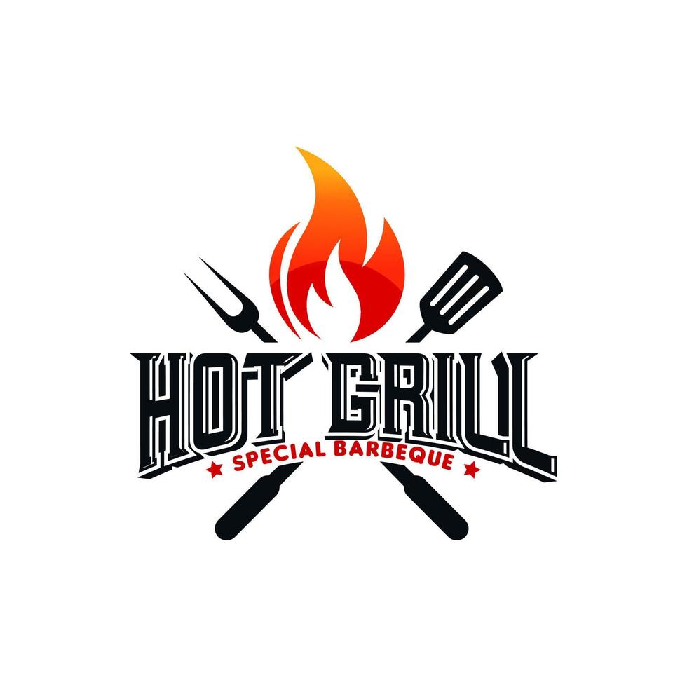 Hot grill logo vector template