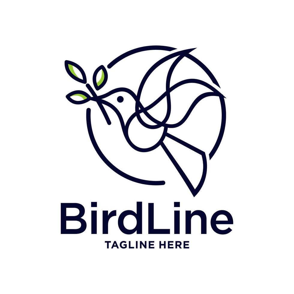 Simple wild bird line logo design vector