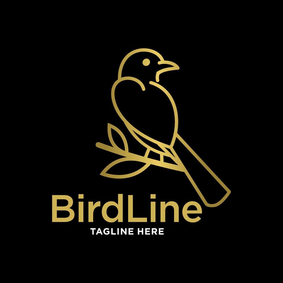 Simple wild bird line logo design vector