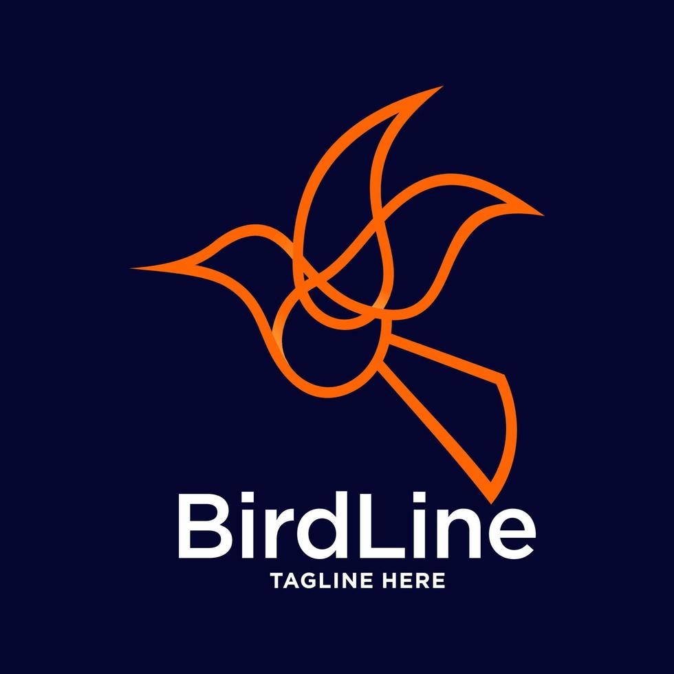 Simple wild bird line logo design vector