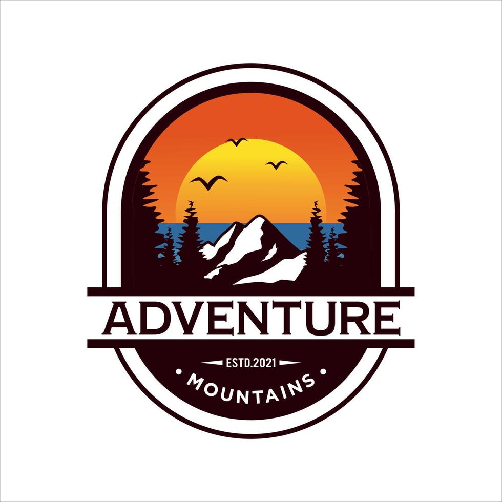 montaña aventuras logo prima vector