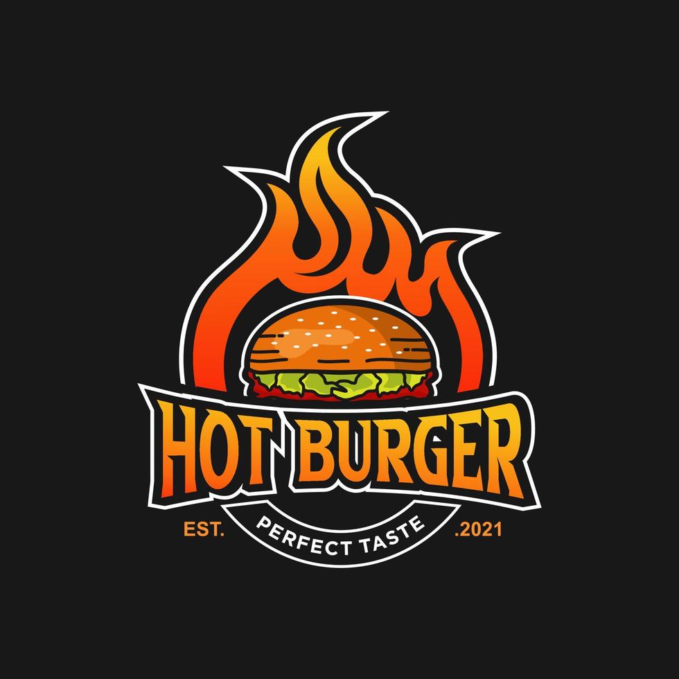 Hot Burger logo Premium Vector