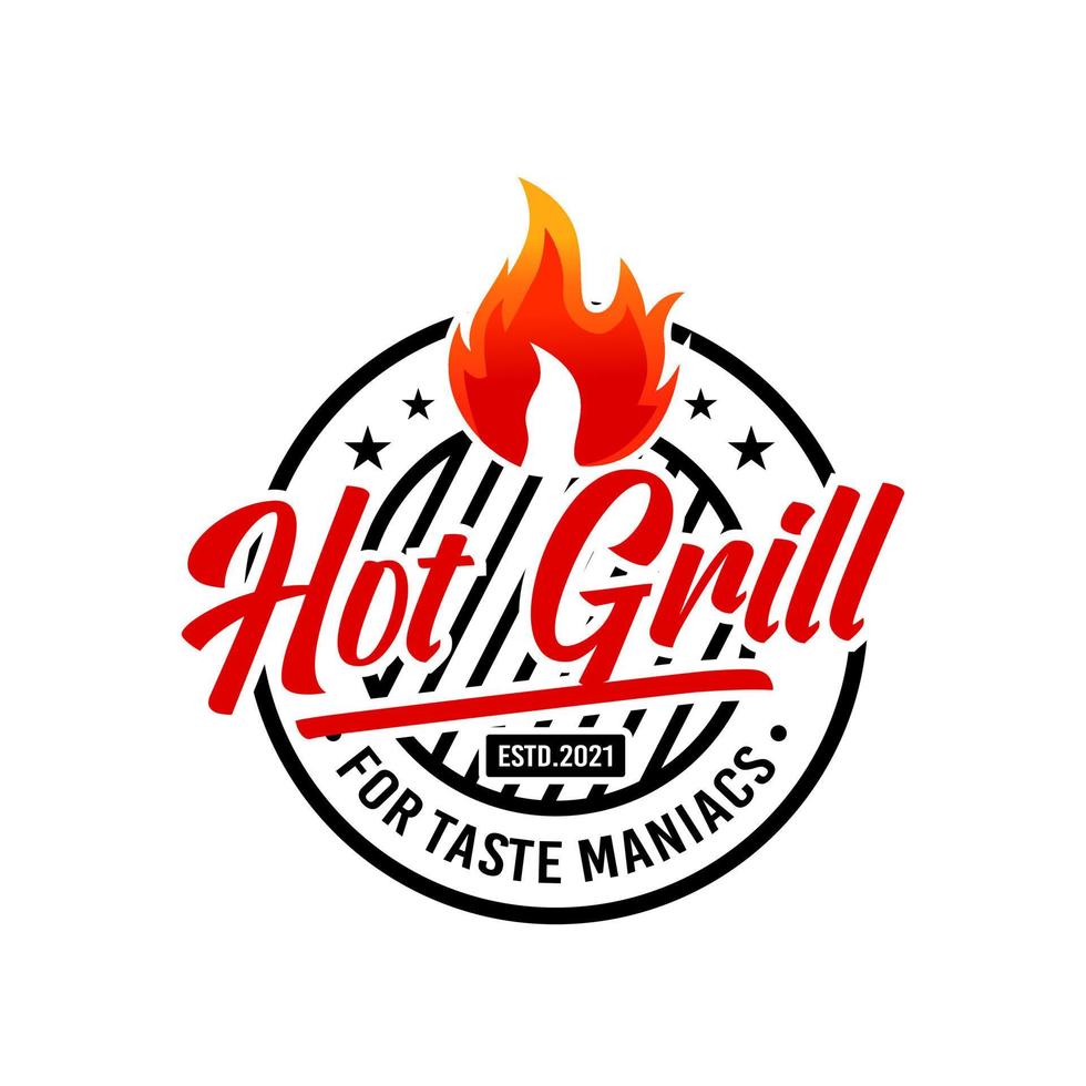 Hot grill logo vector template