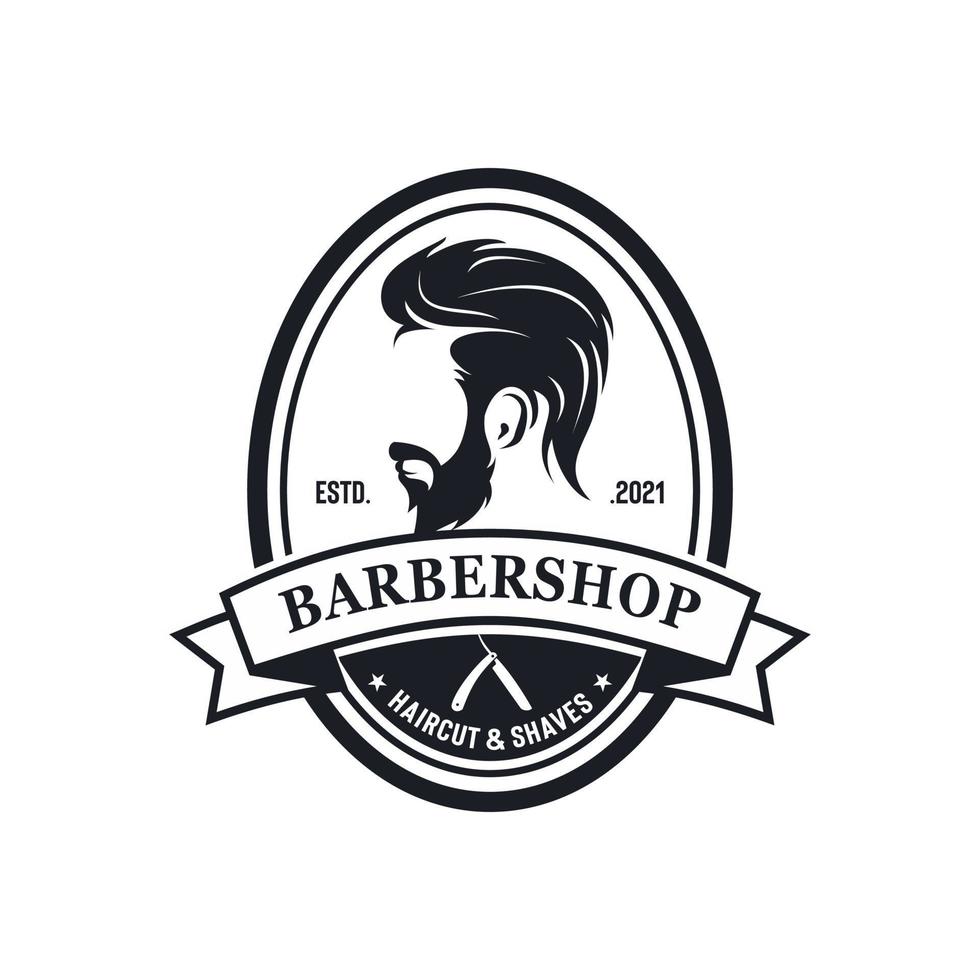 Barbershop vintage logo design vector