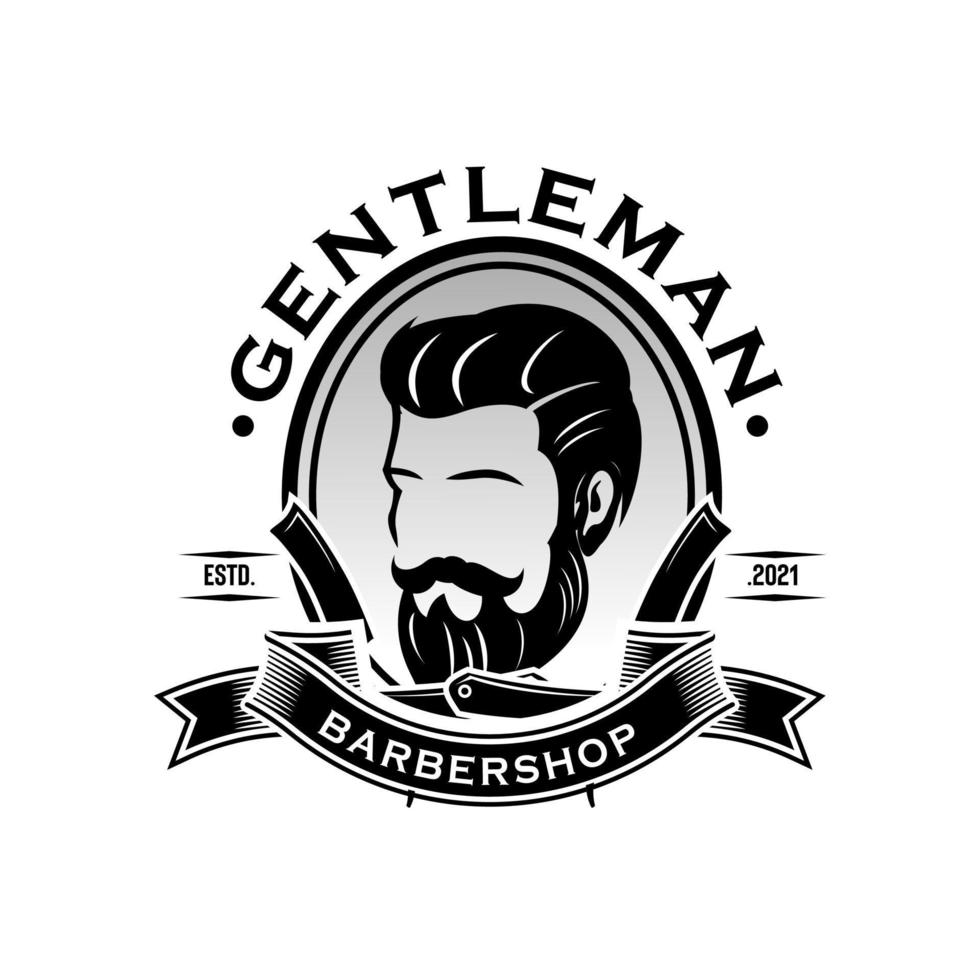Barbershop vintage logo design vector