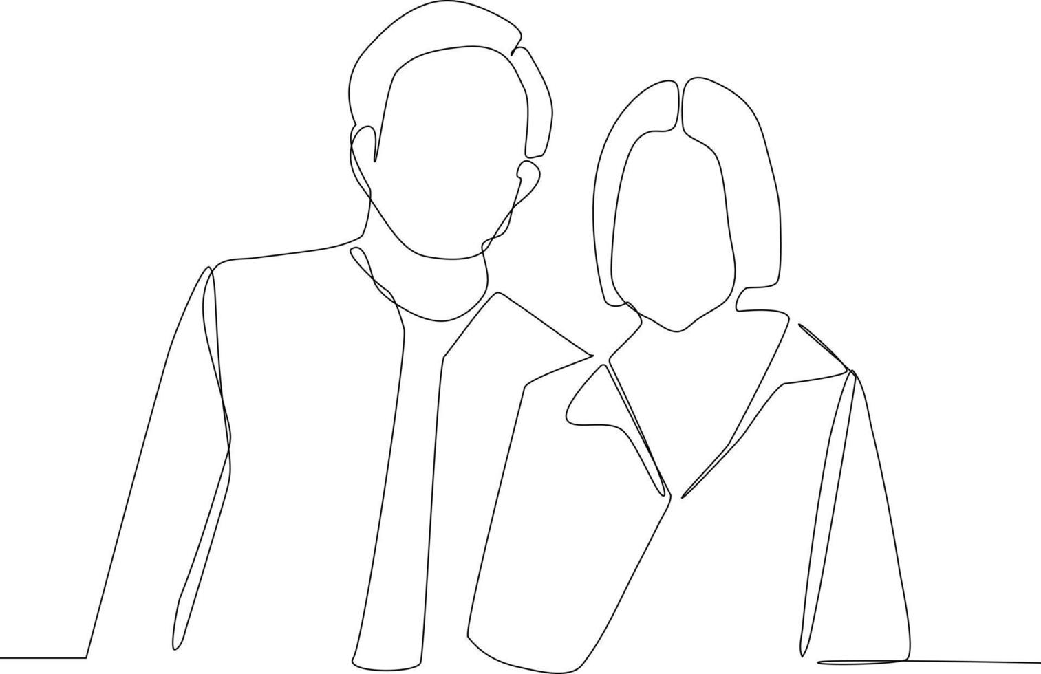 Continuous one line drawing father and daughter portrait style. Family concept. Single line draw design vector graphic illustration.