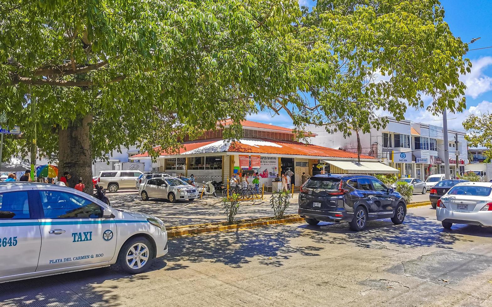 Playa del Carmen Quintana Roo Mexico 2021 Typical street road and cityscape of Playa del Carmen Mexico. photo