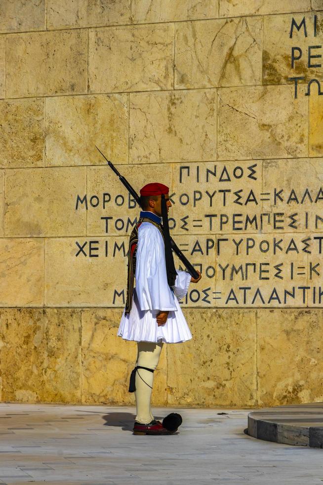 Athens Attica Greece 2018 Monument Tomb of the Unknown Soldier on Syntagma Square Parliament Building parade Athens Greece. photo