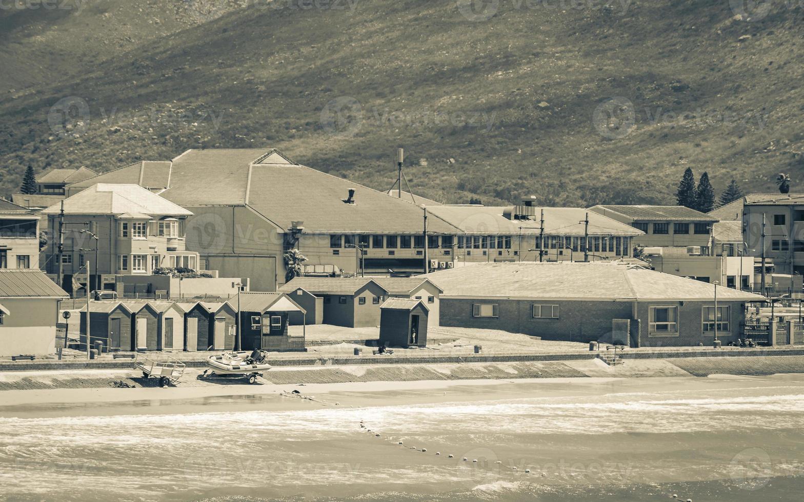 Fish Hoek at Beach False Bay turquoise water Cape Town. photo