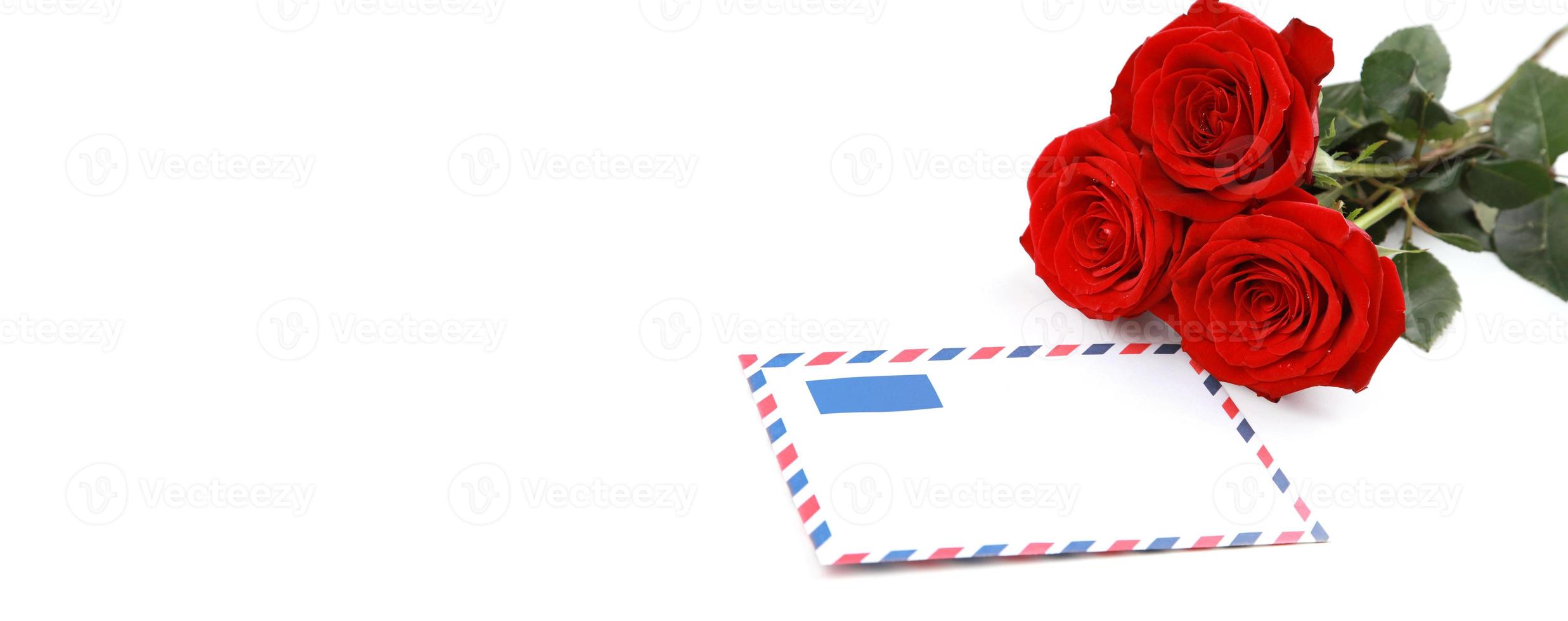 Rose flower and vintage love letter. I love you valentine card. photo