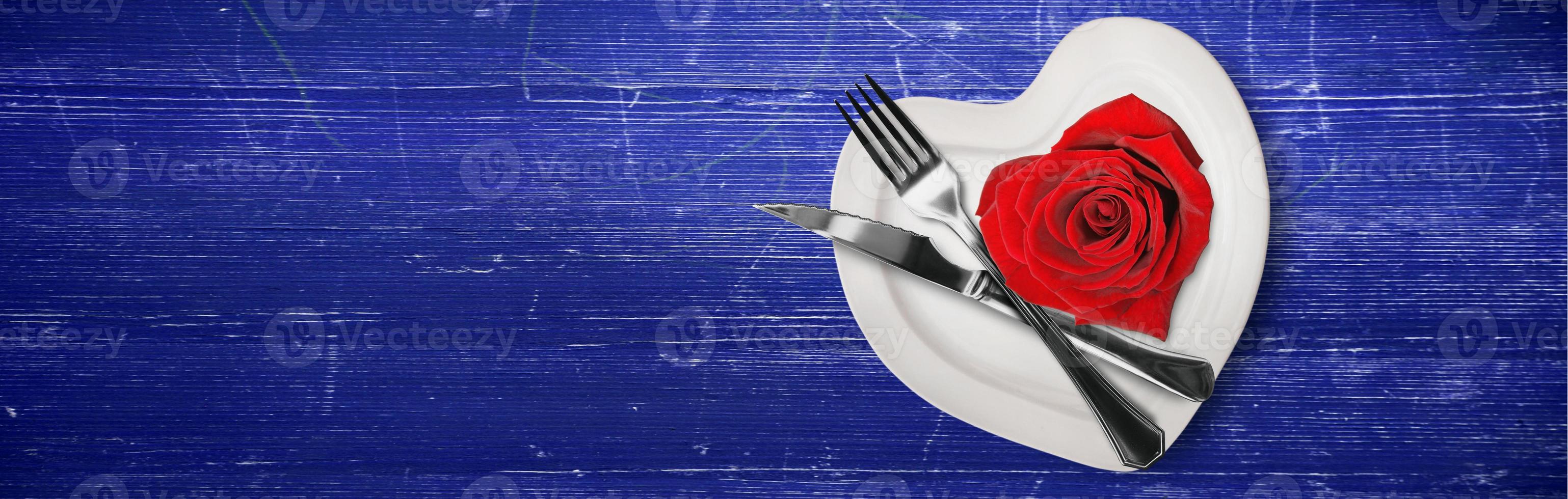 Valentine's Day heart shaped dinning or health nutrition care concept. photo