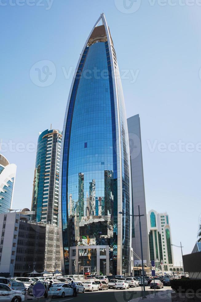 View of a skyscraper in Doha city center photo