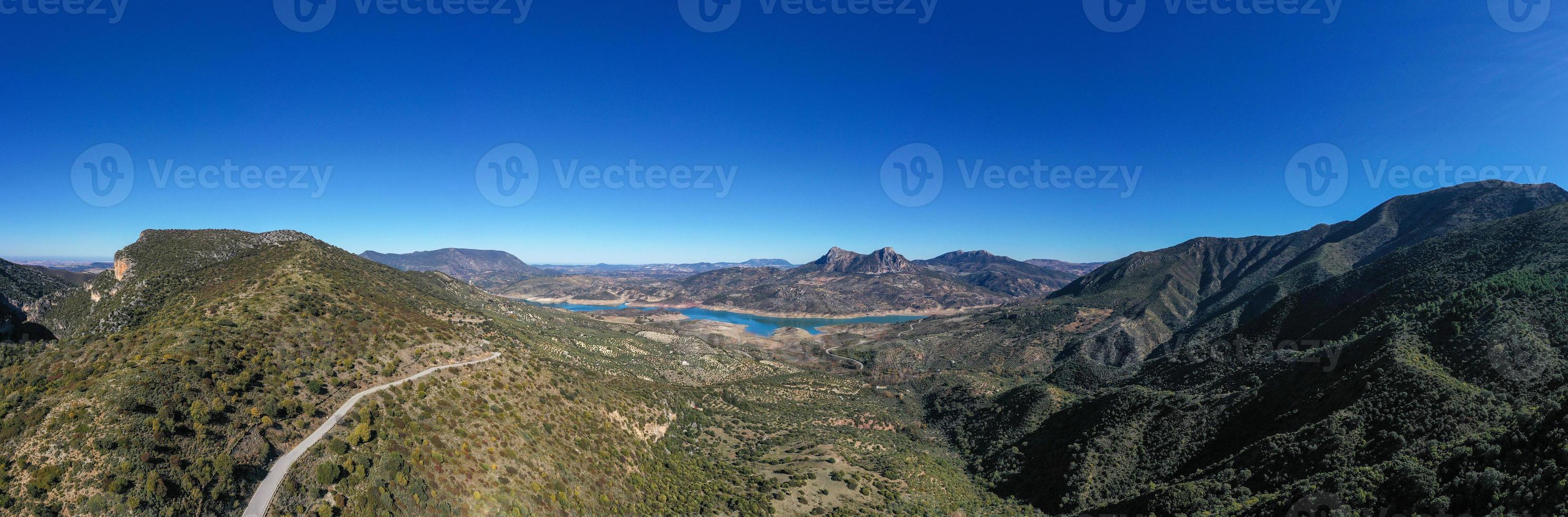 Blue lake in Zahara de la Sierra in Sierra de Grazalema natural park, Cadiz province, Malaga, Andalusia, Spain photo
