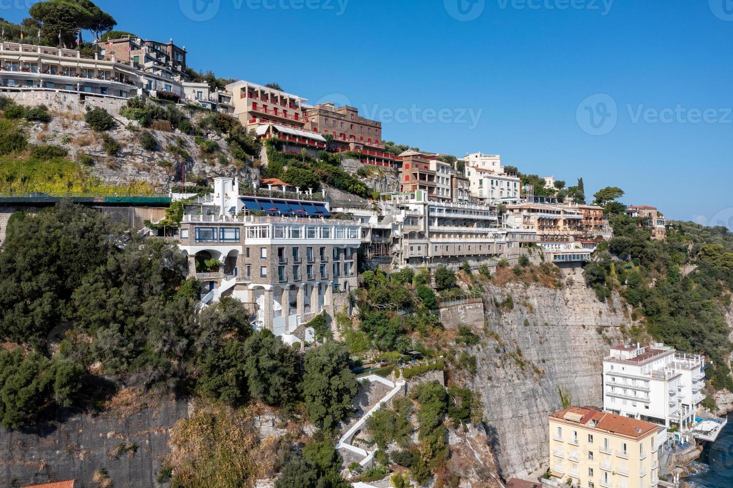 Aerial view of the cliffs of Sorrento, Italy on a summer day. photo