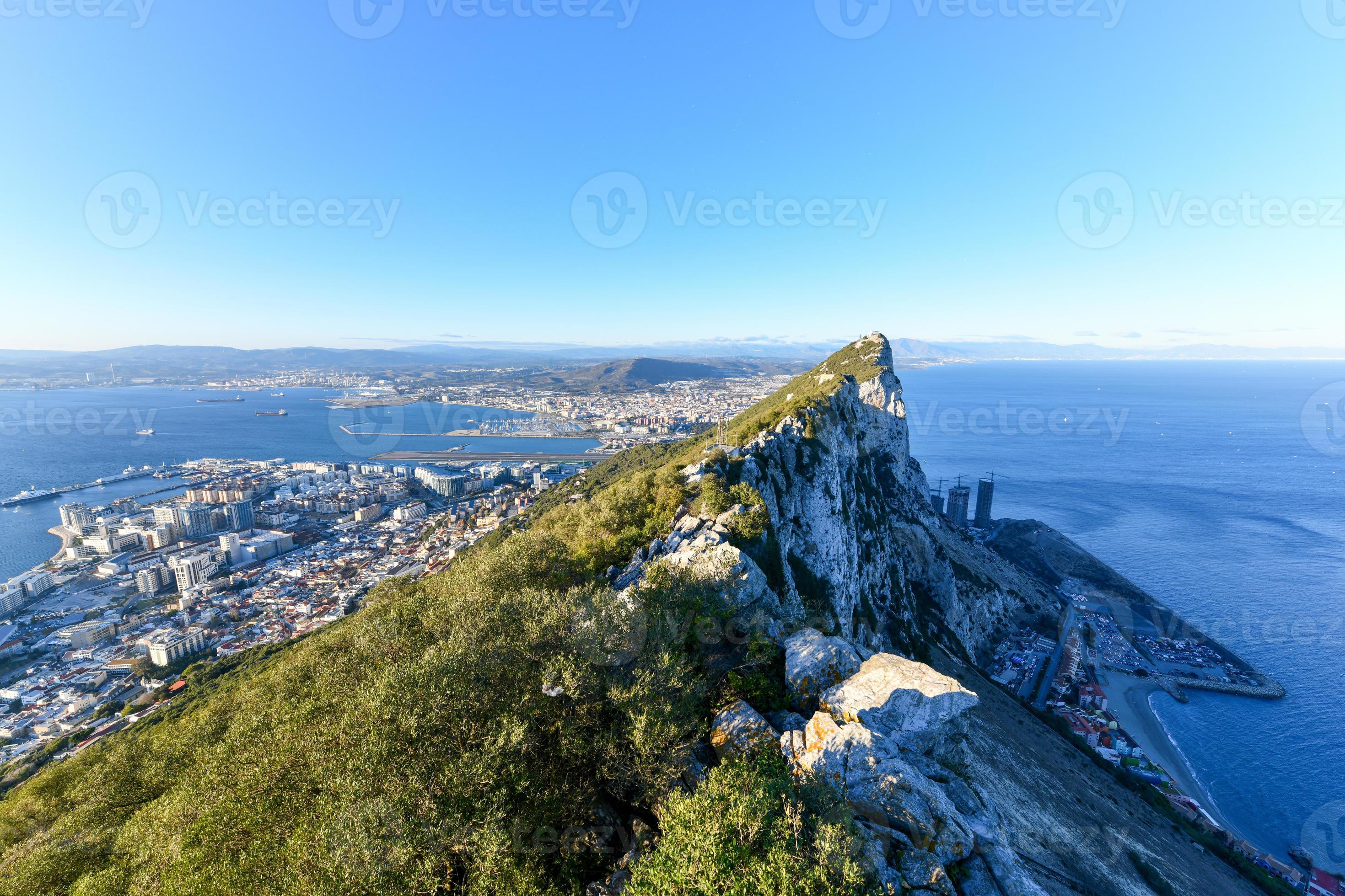 Aerial view of top of Gibraltar Rock, in Upper Rock Natural Reserve, on