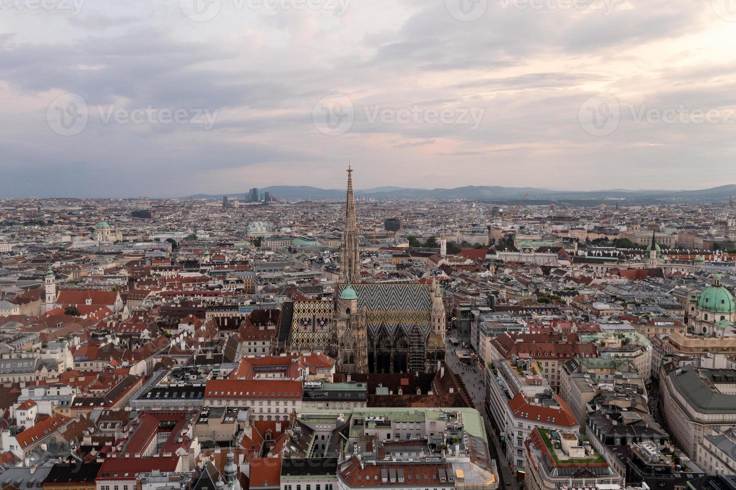 View of the Vienna Skyline with St. Stephen's Cathedral Vienna, Austria photo