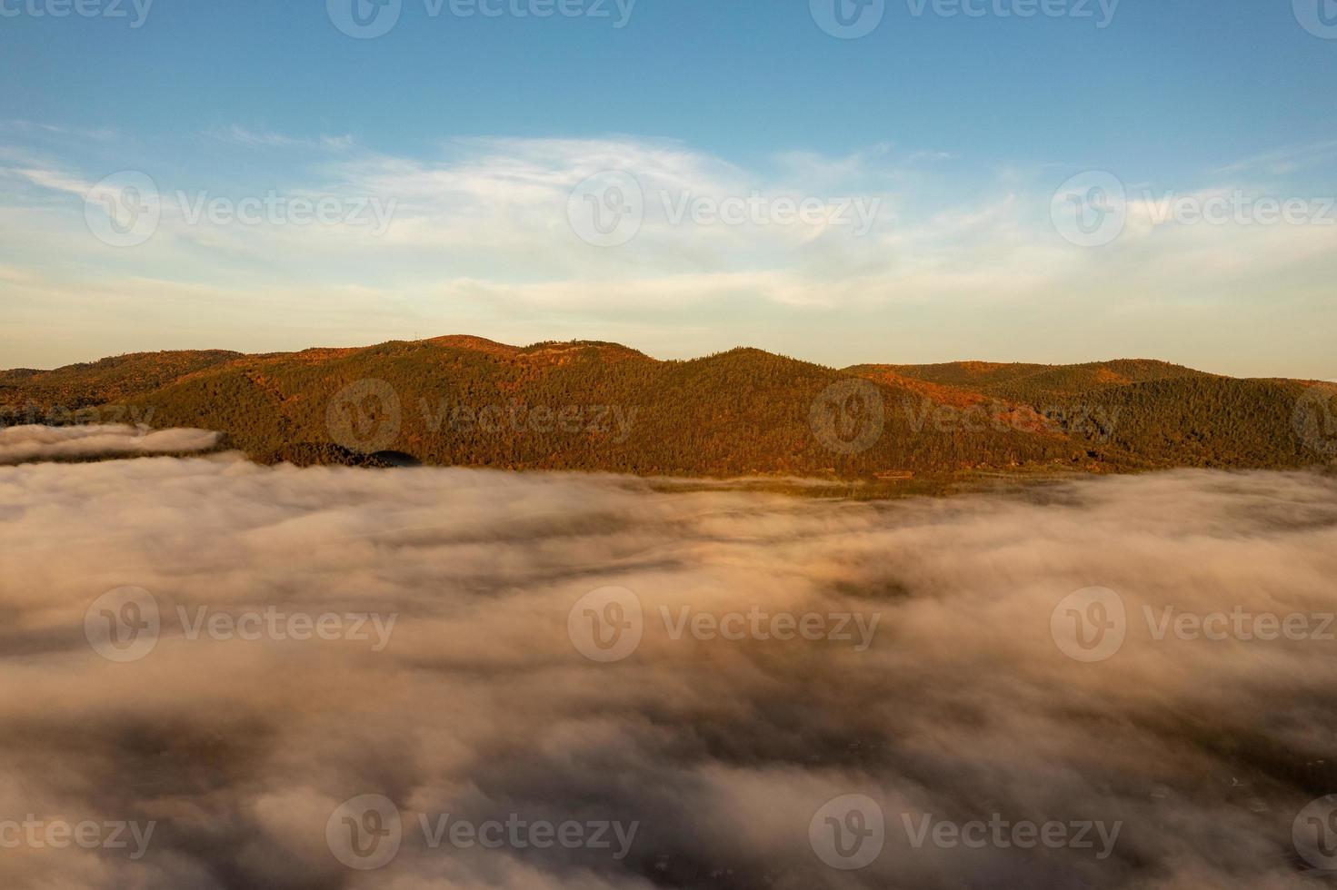 Panoramic view of the bay in Lake George, New York at dawn. photo