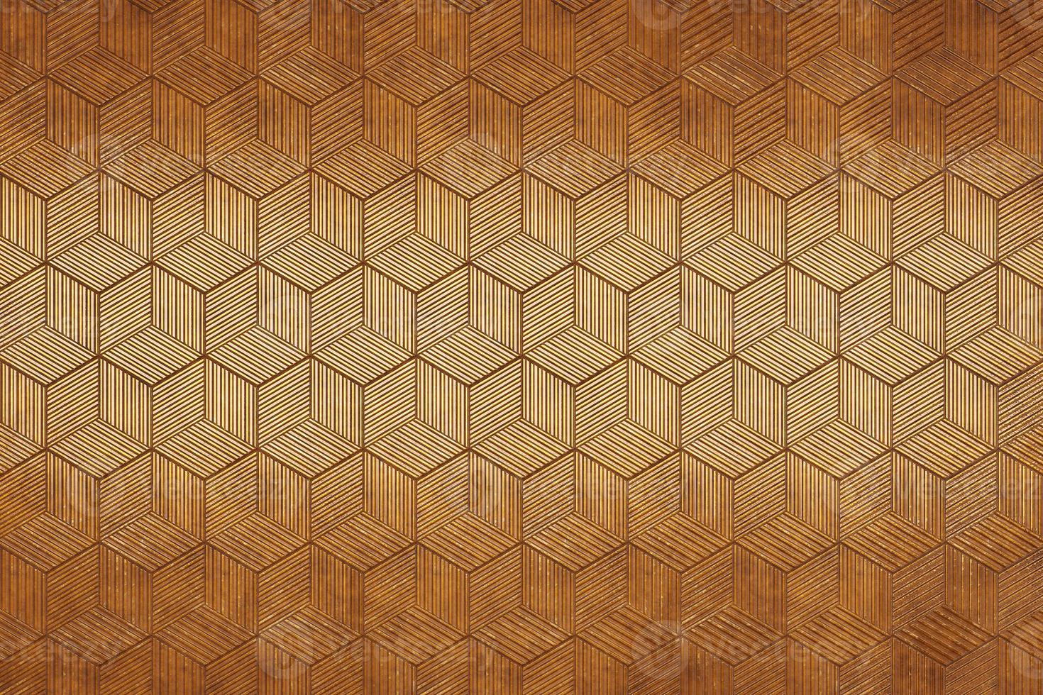 Futuristic gold hexagonal texture background. 3d rendering photo