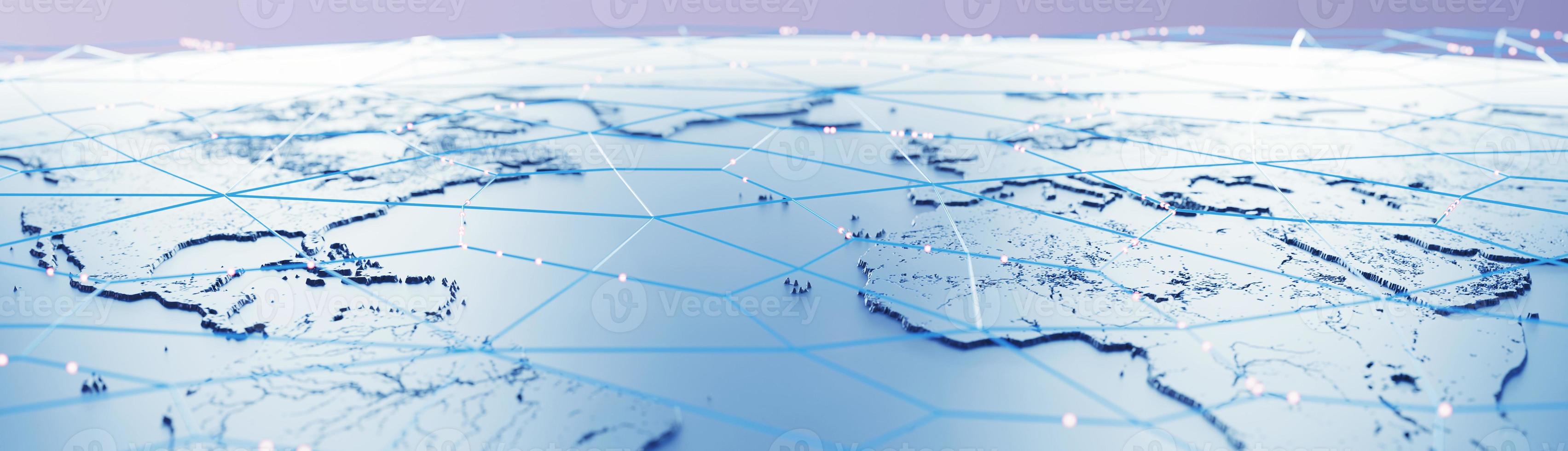 Globalization and communication concept. Earth and luminous rays. 3d rendering photo