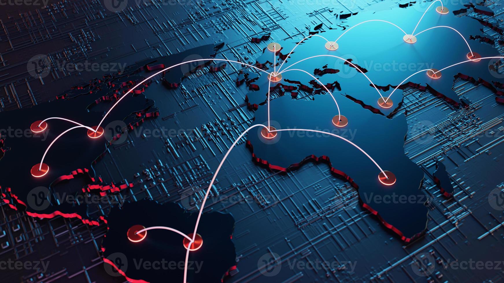 Globalization and communication concept. Earth and luminous rays. 3d rendering photo