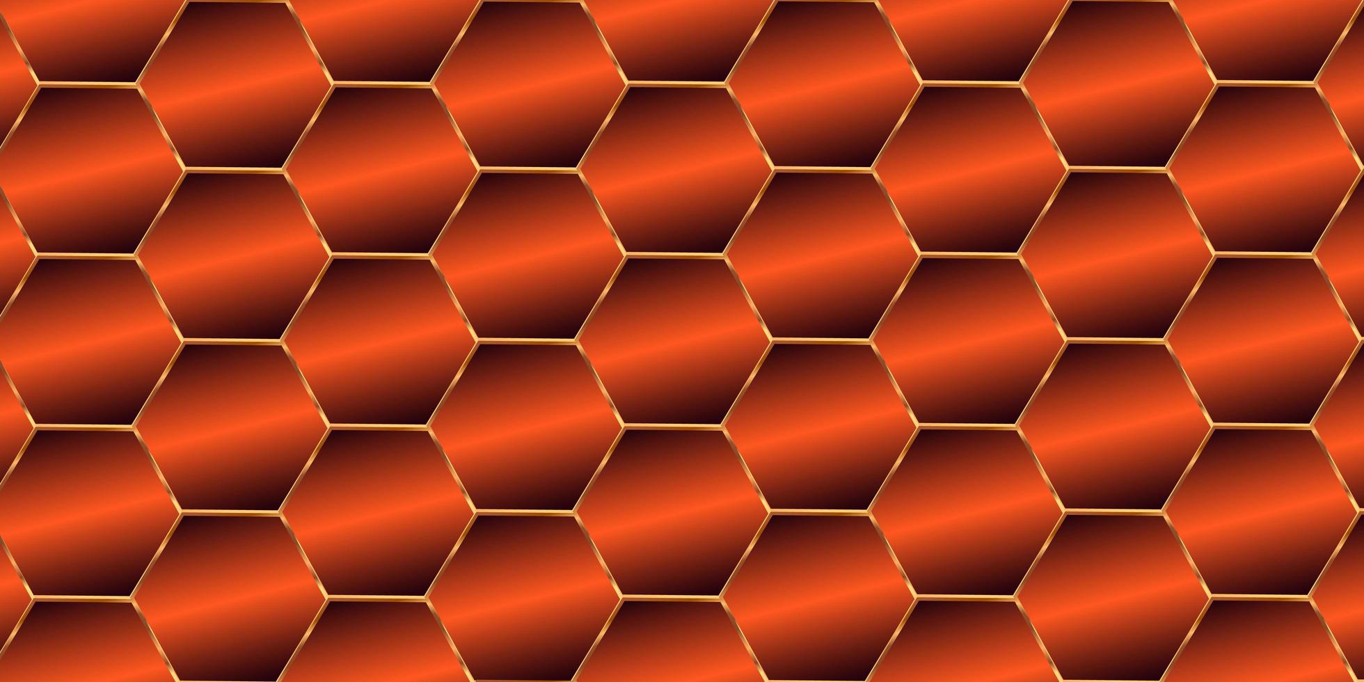 Abstract geometric gradient patterns and variations. Fire red modern tile mirror made of hexagon tiles texture background. photo