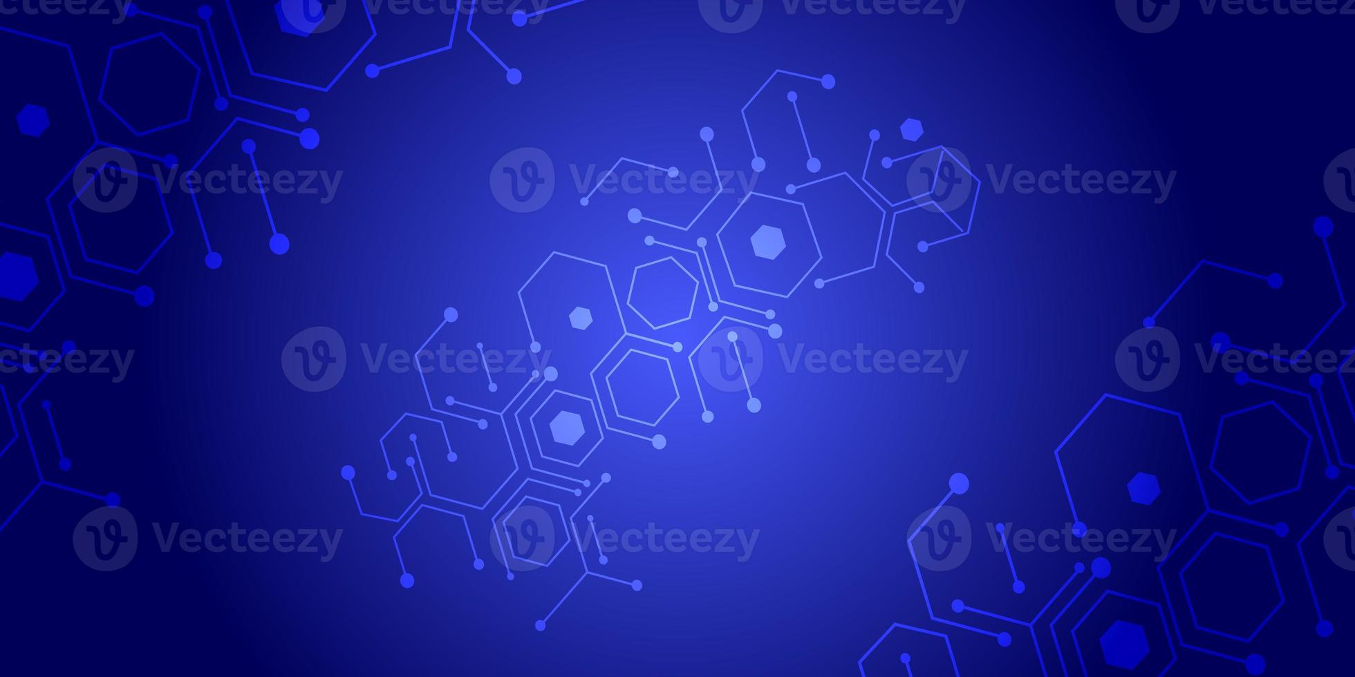 Science network pattern, connecting lines and dots. technology hexagons structure or molecular connect elements. structure molecule and communication. atom, neurons. photo