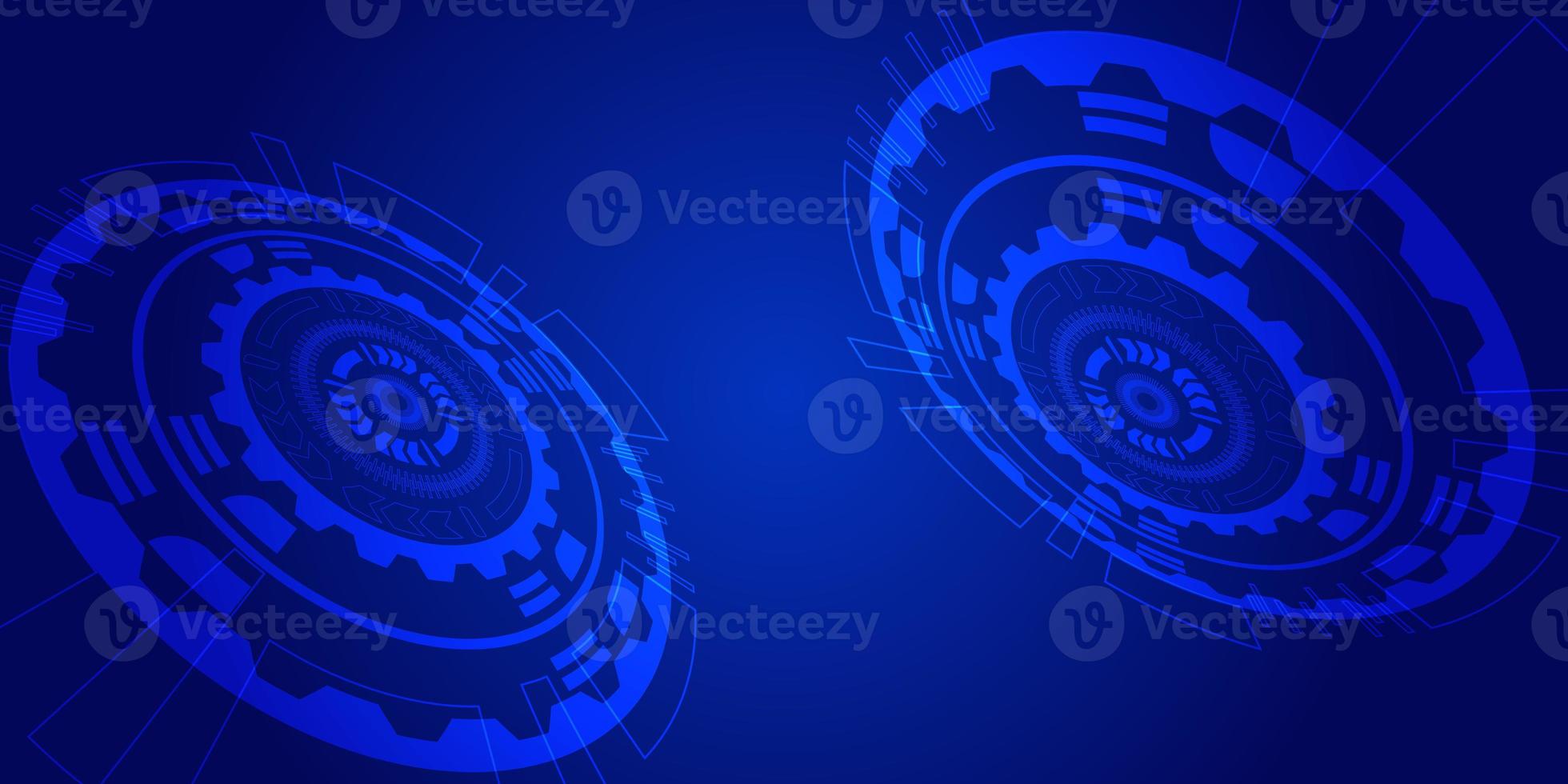 Abstract circle digital over dark blue background. Technology concept about circuit board data, engineer futuristic high tech communication. Modern satellite design. photo