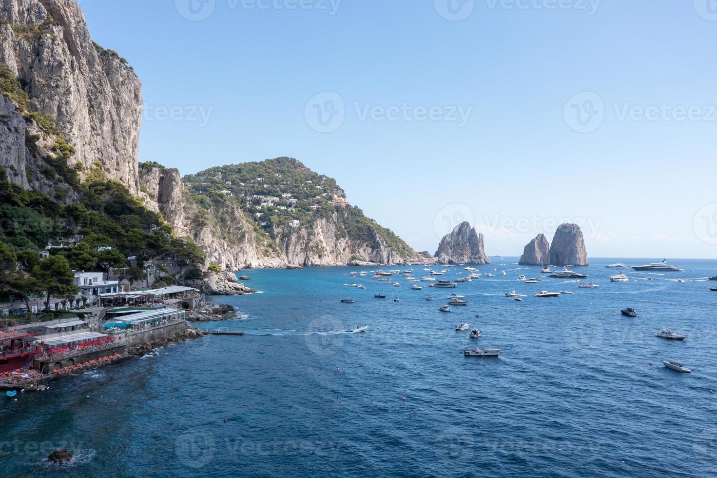 Capri Island on a beautiful summer day along the Amalfi Coast in Italy photo