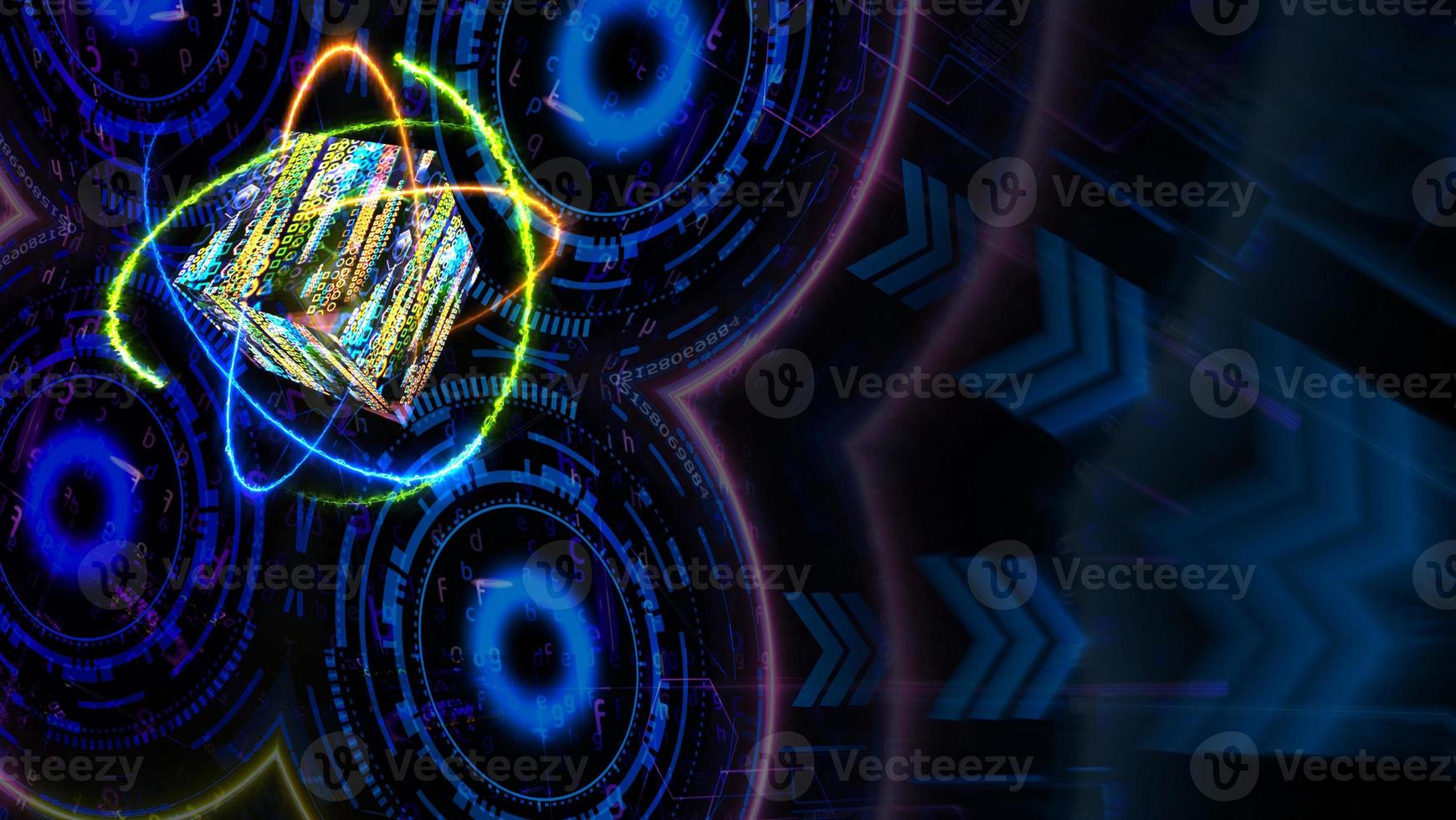 cube matrix big data ray energy and quantum futuristic technology photo