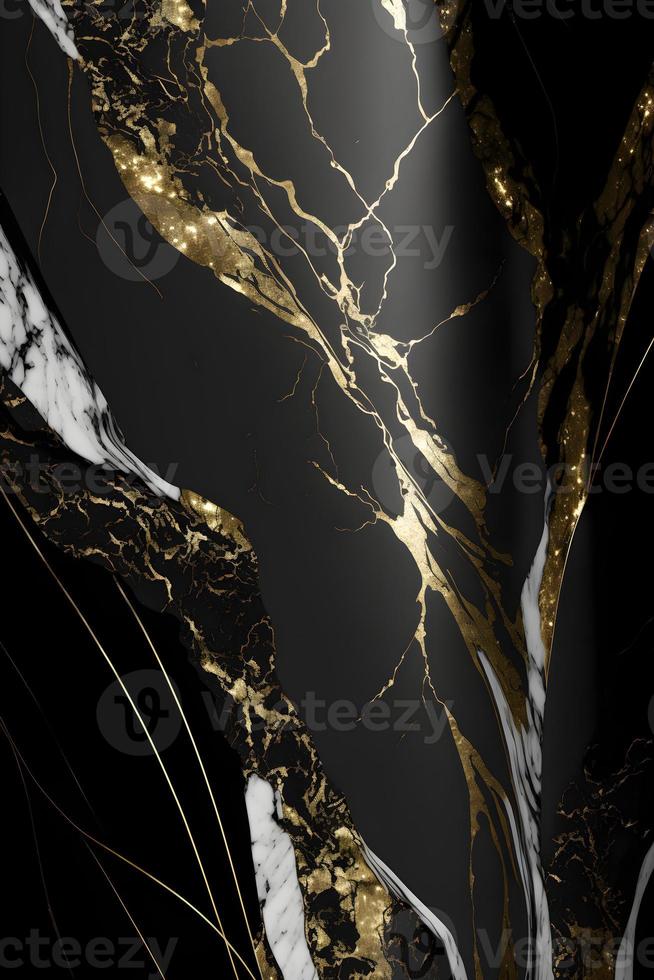 Elegant black, white, and gold marble background texture for use in design projects photo