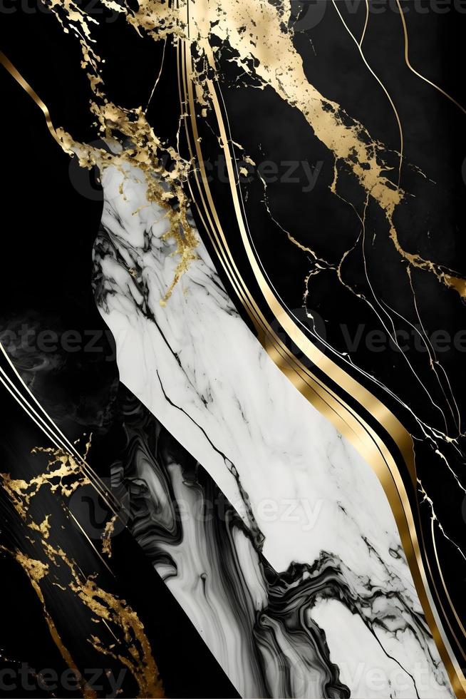 Elegant black, white, and gold marble background texture for use in design projects photo