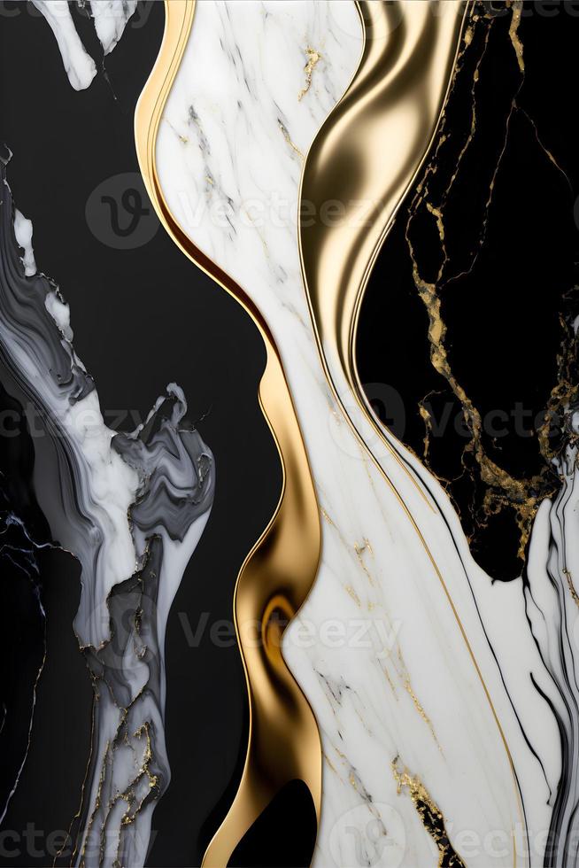 Elegant black, white, and gold marble background texture for use in design projects photo