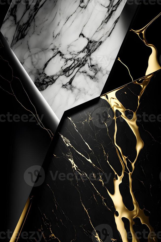 Elegant black, white, and gold marble background texture for use in design projects photo
