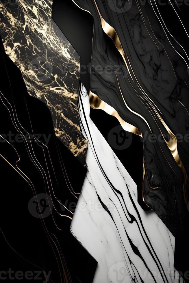 Elegant black, white, and gold marble background texture for use in design projects photo