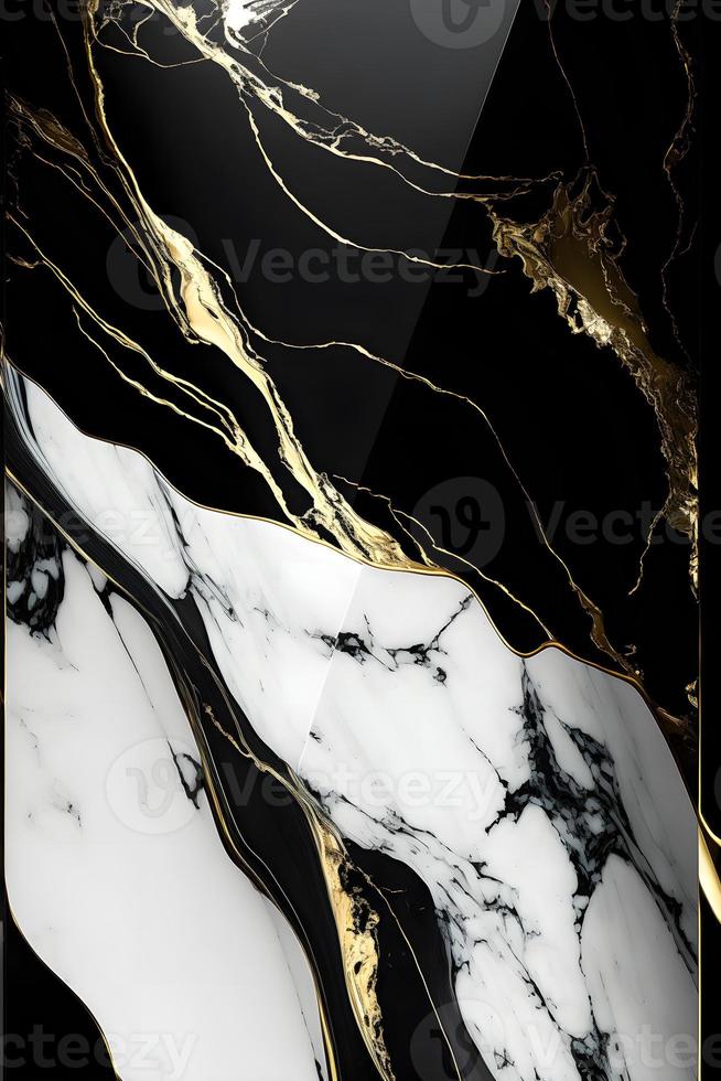 Elegant black, white, and gold marble background texture for use in design projects photo