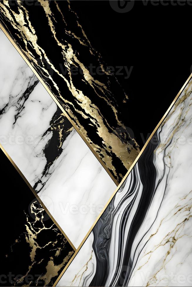 Elegant black, white, and gold marble background texture for use in design projects photo