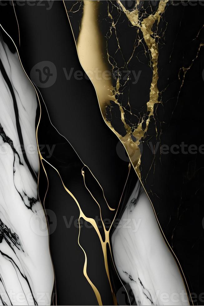 Elegant black, white, and gold marble background texture for use in design projects photo