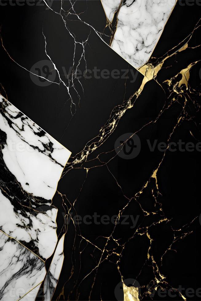 Elegant black, white, and gold marble background texture for use in design projects photo