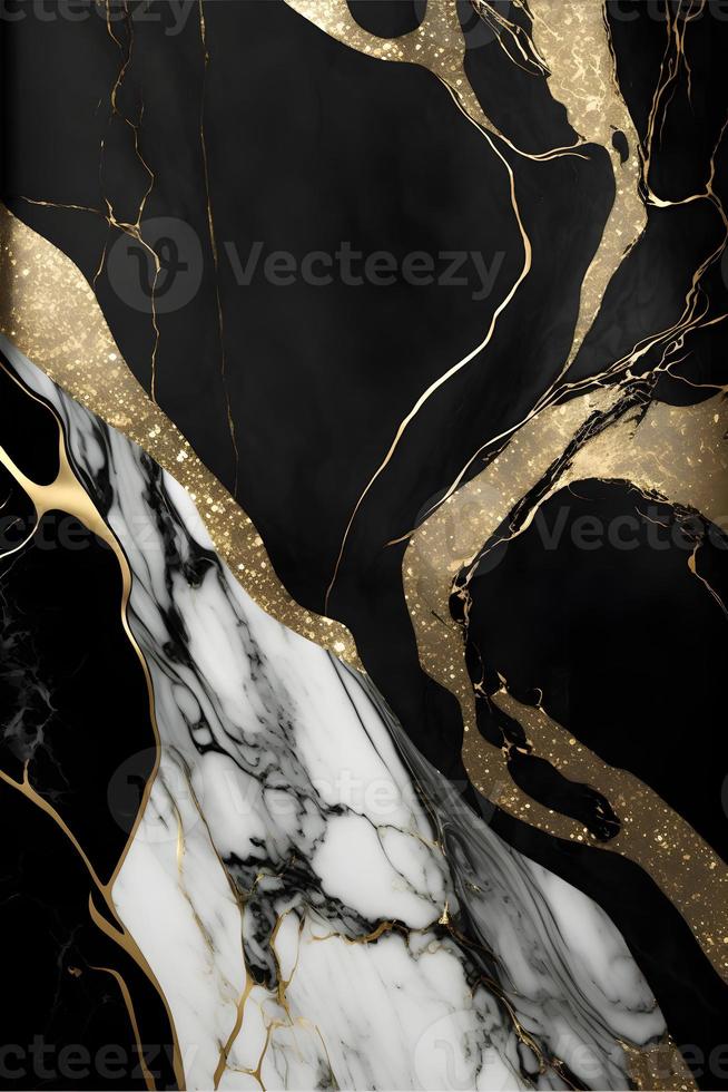 Elegant black, white, and gold marble background texture for use in design projects photo