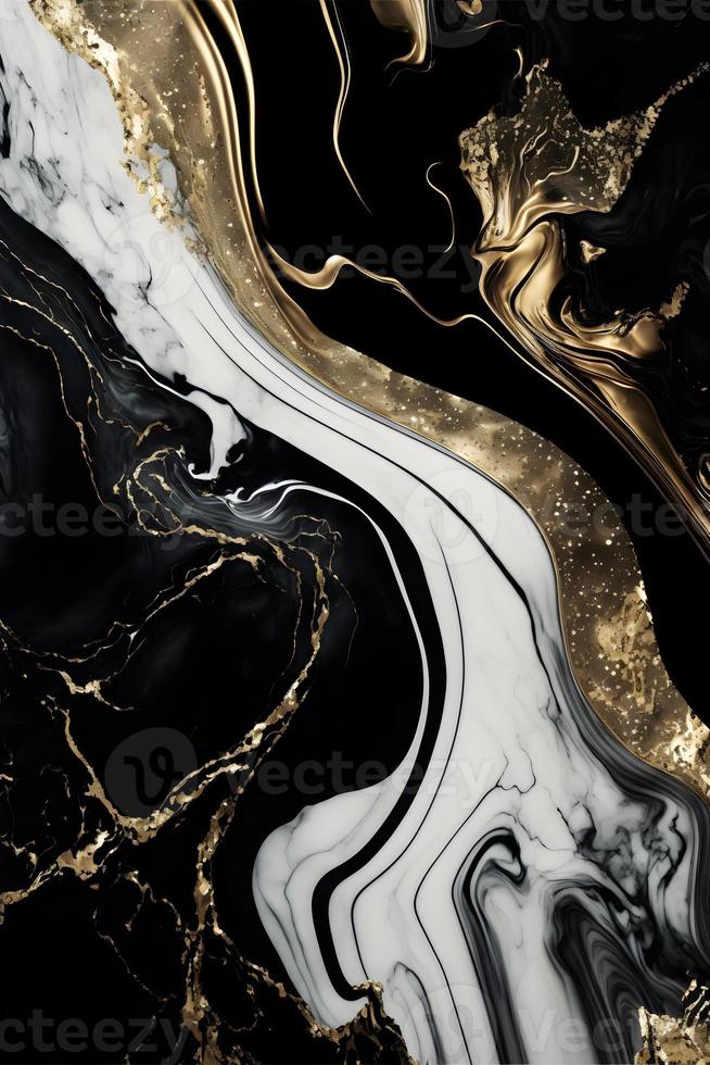 Elegant black, white, and gold marble background texture for use in design projects photo