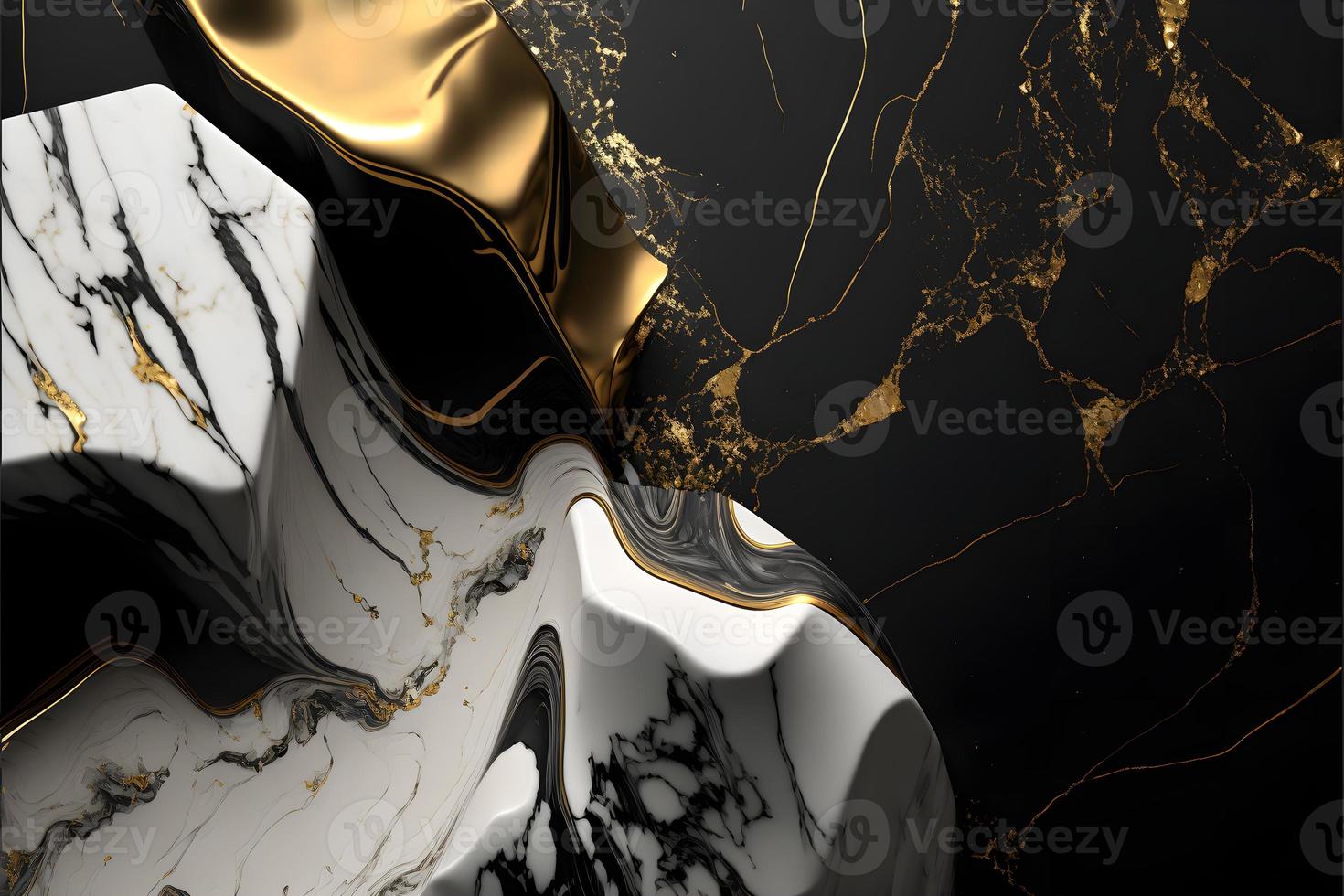 Elegant black, white, and gold marble background texture for use in design projects photo