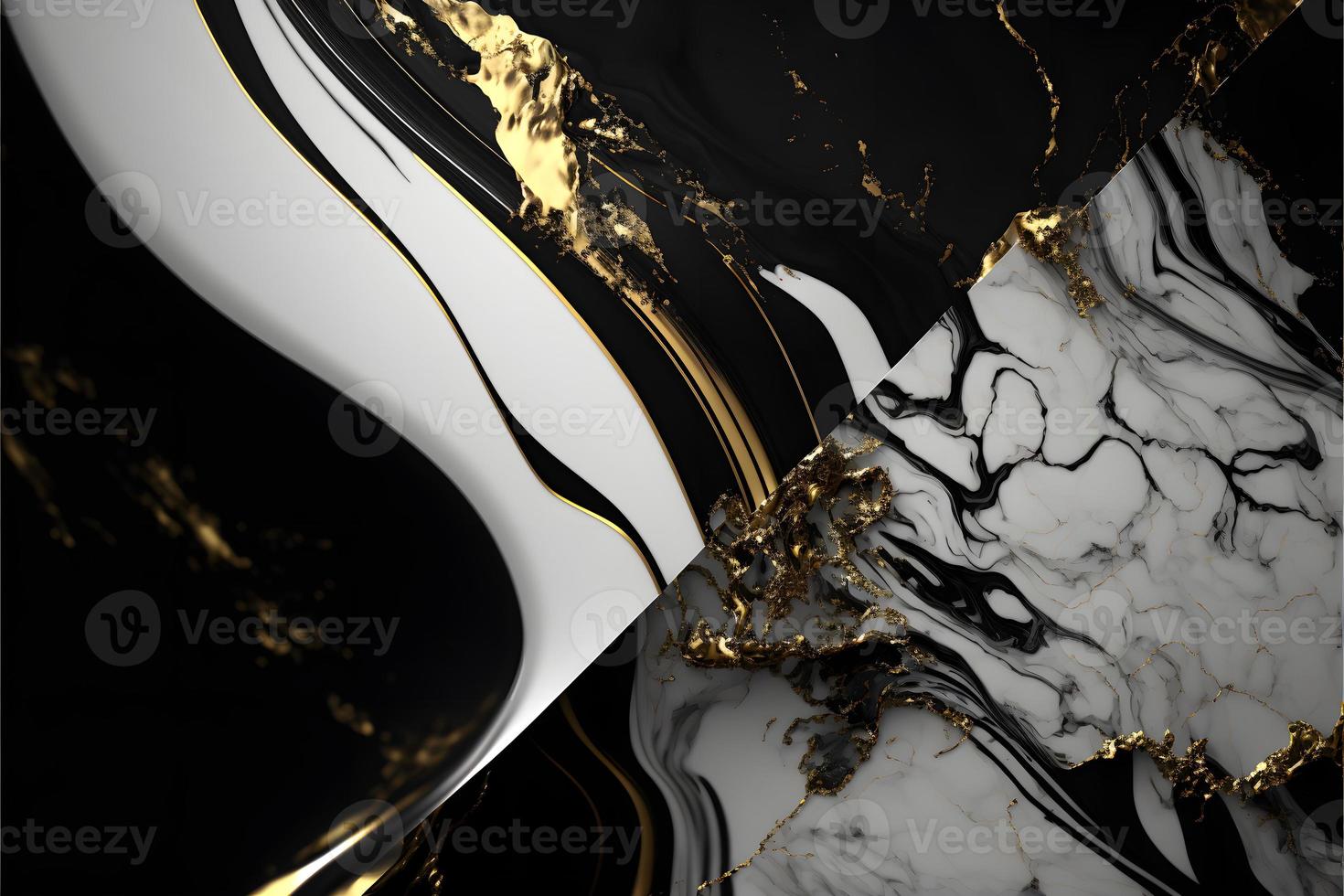 Elegant black, white, and gold marble background texture for use in design projects photo