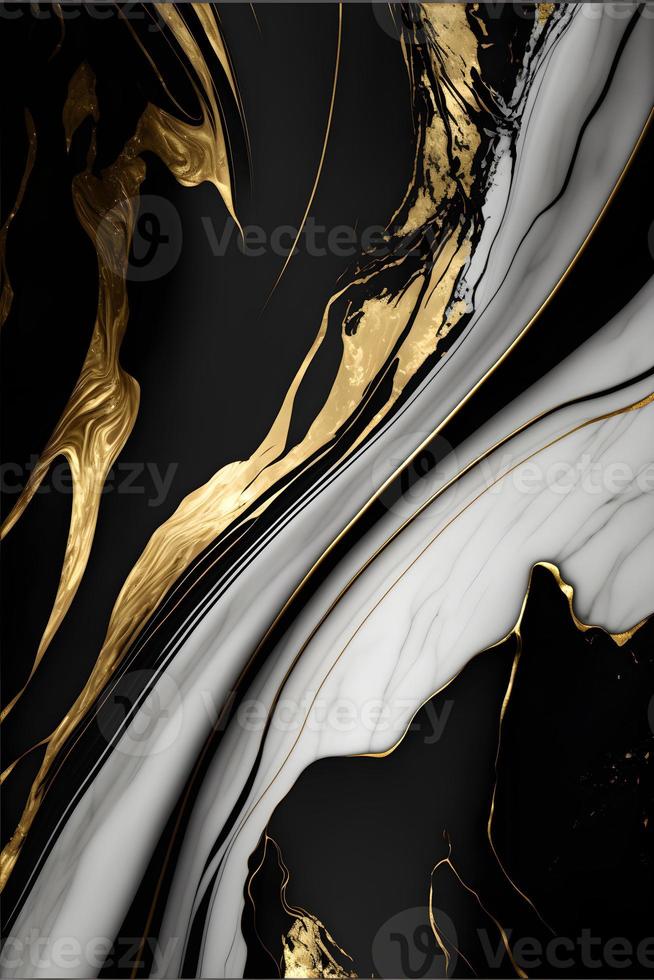 Elegant black, white, and gold marble background texture for use in design projects photo