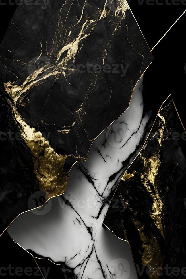 Elegant black, white, and gold marble background texture for use in design projects photo