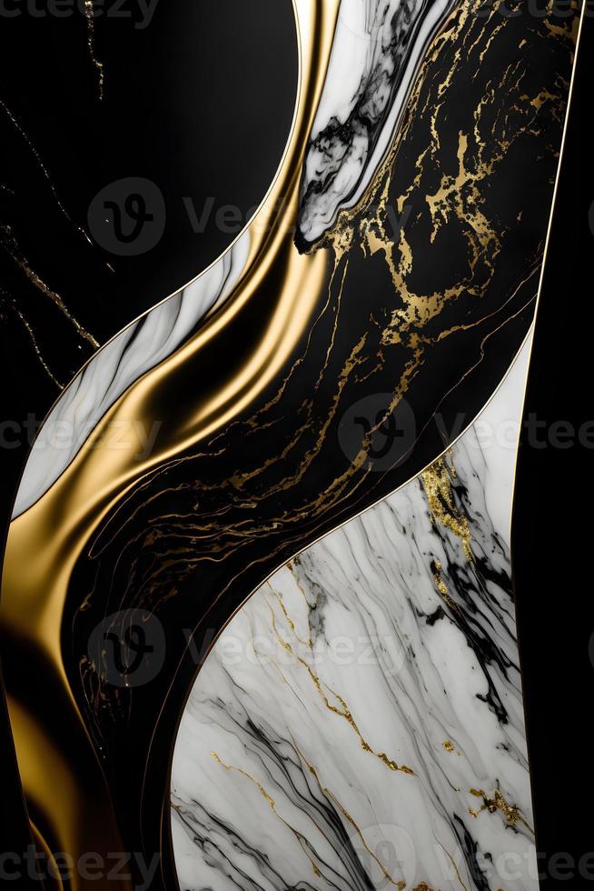 Elegant black, white, and gold marble background texture for use in design projects photo