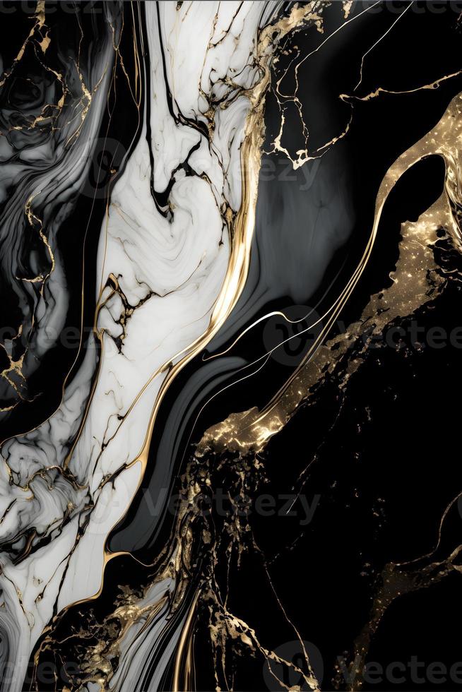 Elegant black, white, and gold marble background texture for use in design projects photo