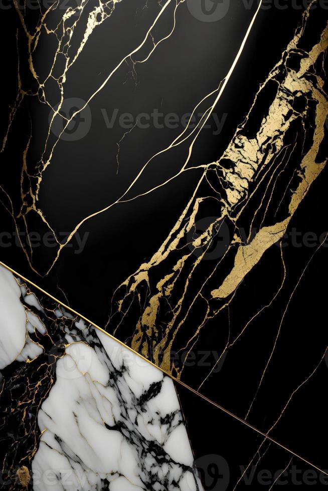 Elegant black, white, and gold marble background texture for use in design projects photo