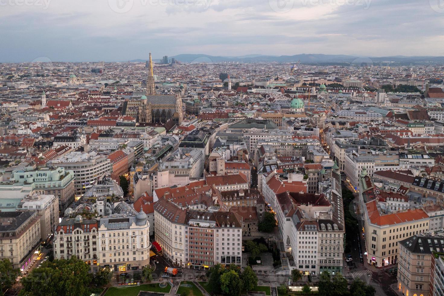 Vienna, Austria - Jul 18, 2021, View of the Vienna Skyline with St. Stephen's Cathedral Vienna, Austria photo