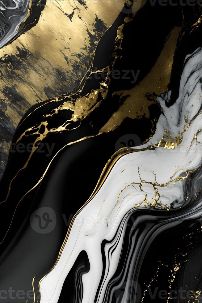 Elegant black, white, and gold marble background texture for use in design projects photo